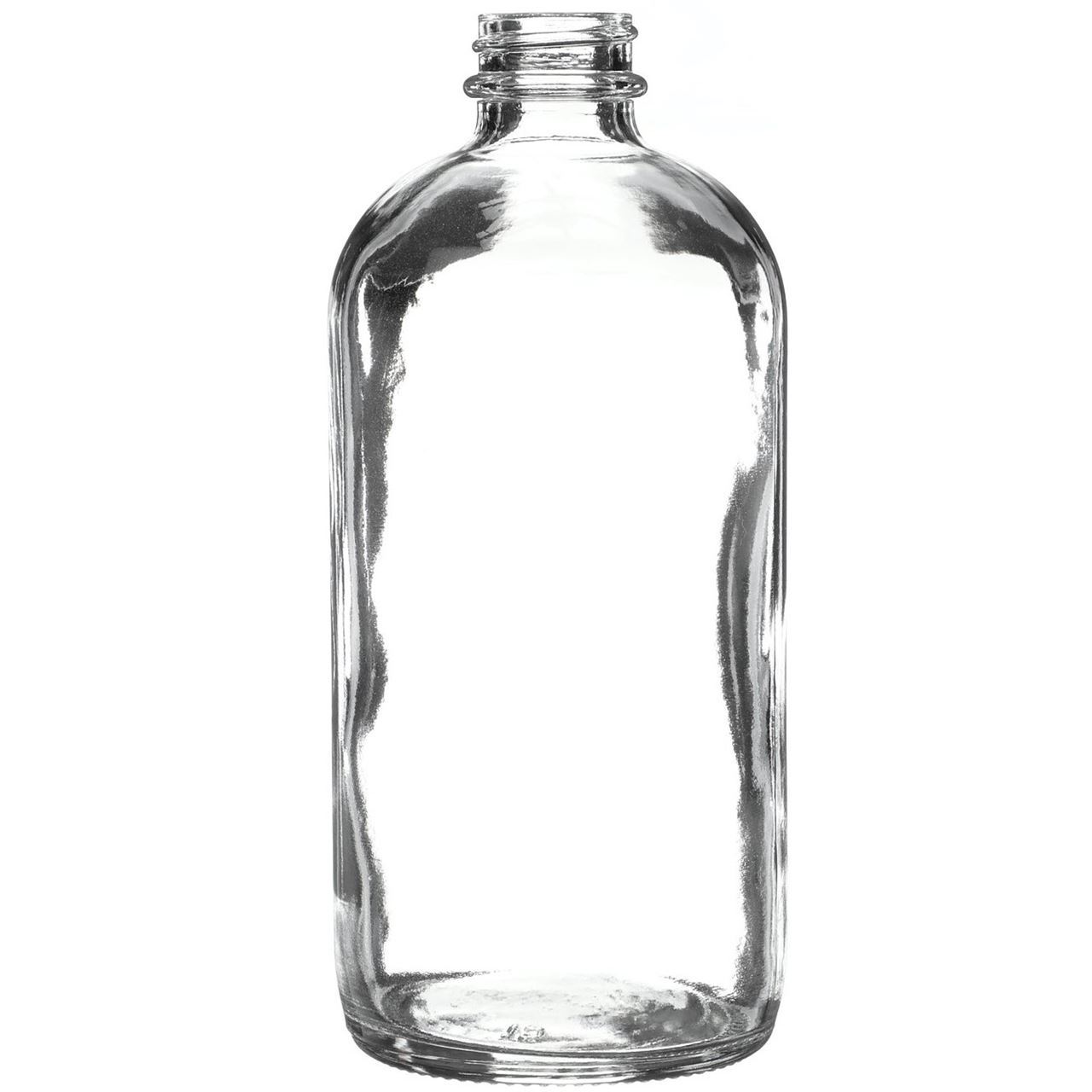 16 oz Amber Glass Boston Round Bottle 28-400 Neck Finish