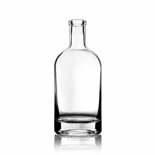 750ml Flint (Clear) Nordic Spirits Bar Top Round Glass Bottle - 21mm Neck Diameter